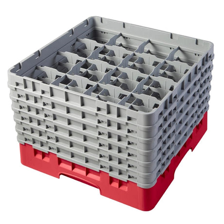 Cambro Camrack Red 16 Compartments Max Glass Height 298mm - CZ221  Cambro   