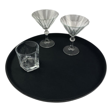 Beaumont Non-Slip Round Tray Black 406mm - CZ496  Beaumont   