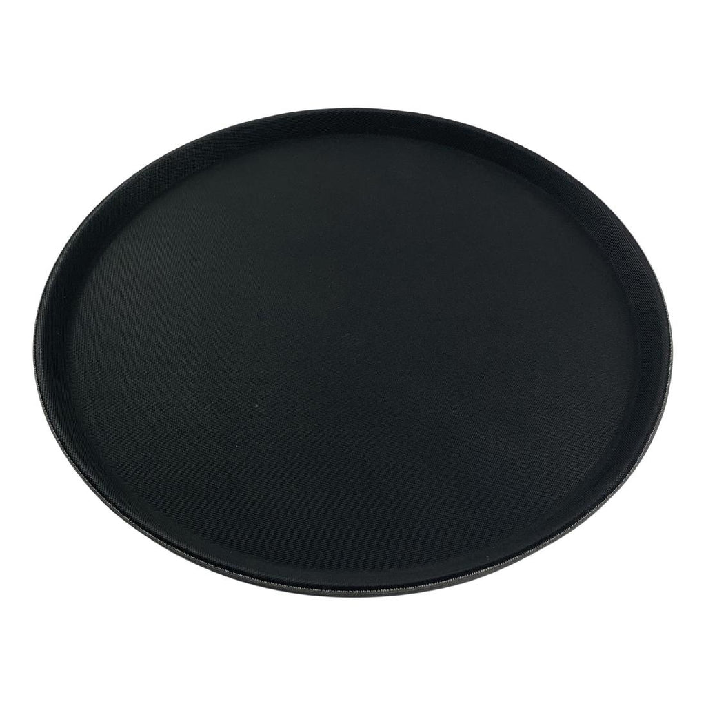 Beaumont Non-Slip Round Tray Black 406mm - CZ496  Beaumont   