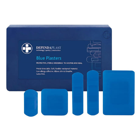 Beaumont Dependaplast Blue Plasters Assorted Sizes (Pack of 100) - CZ570  Beaumont   