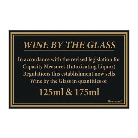 Beaumont 125ml & 175ml Wine Law Sign 170x110mm - CZ679  Beaumont   
