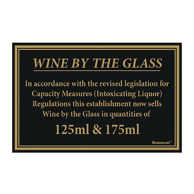 Beaumont 125ml & 175ml Wine Law Sign 170x110mm - CZ679  Beaumont   
