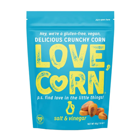 LOVE CORN Salt & Vinegar Crunchy Corn Snack 45g (Pack of 10) - CZ754  LOVE CORN   