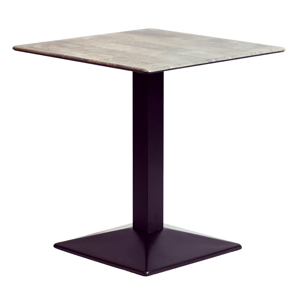 Turin Metal Base 600mm Square Dining Table with Laminate Top in Concrete - CZ811 Steel Tables Everyday   