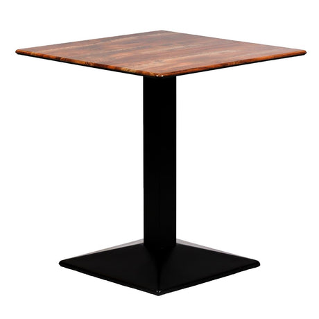 Turin Metal Base 600mm Square Dining Table w/Laminate Top in Planked Oak - CZ812 Steel Tables Everyday   