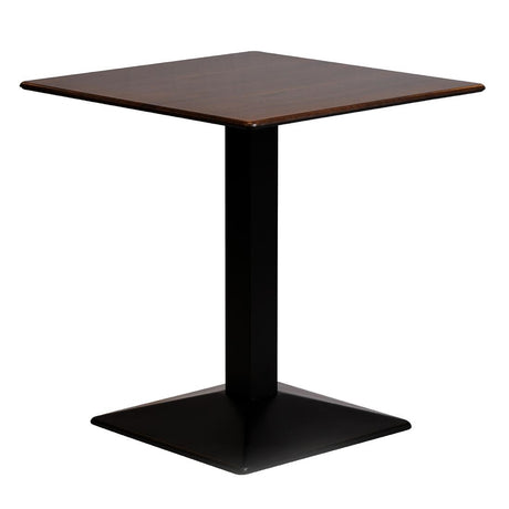 Turin Metal Base 600mm Square Dining Table with Laminate Top in Walnut - CZ813 Steel Tables Everyday   