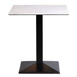 Turin Metal Base 700mm Square Dining Table with Laminate Top in Marble - CZ814 Steel Tables Everyday   