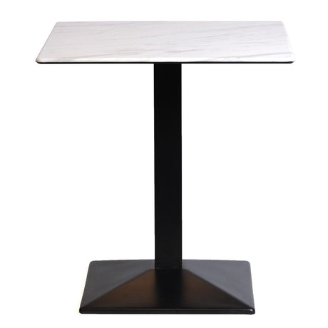 Turin Metal Base 700mm Square Dining Table with Laminate Top in Marble - CZ814 Steel Tables Everyday   
