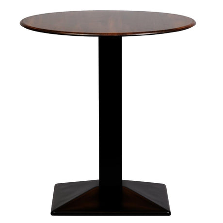 Turin Metal Base 600mm Round Dining Table with Laminate Top in Walnut - CZ821 Steel Tables Everyday   