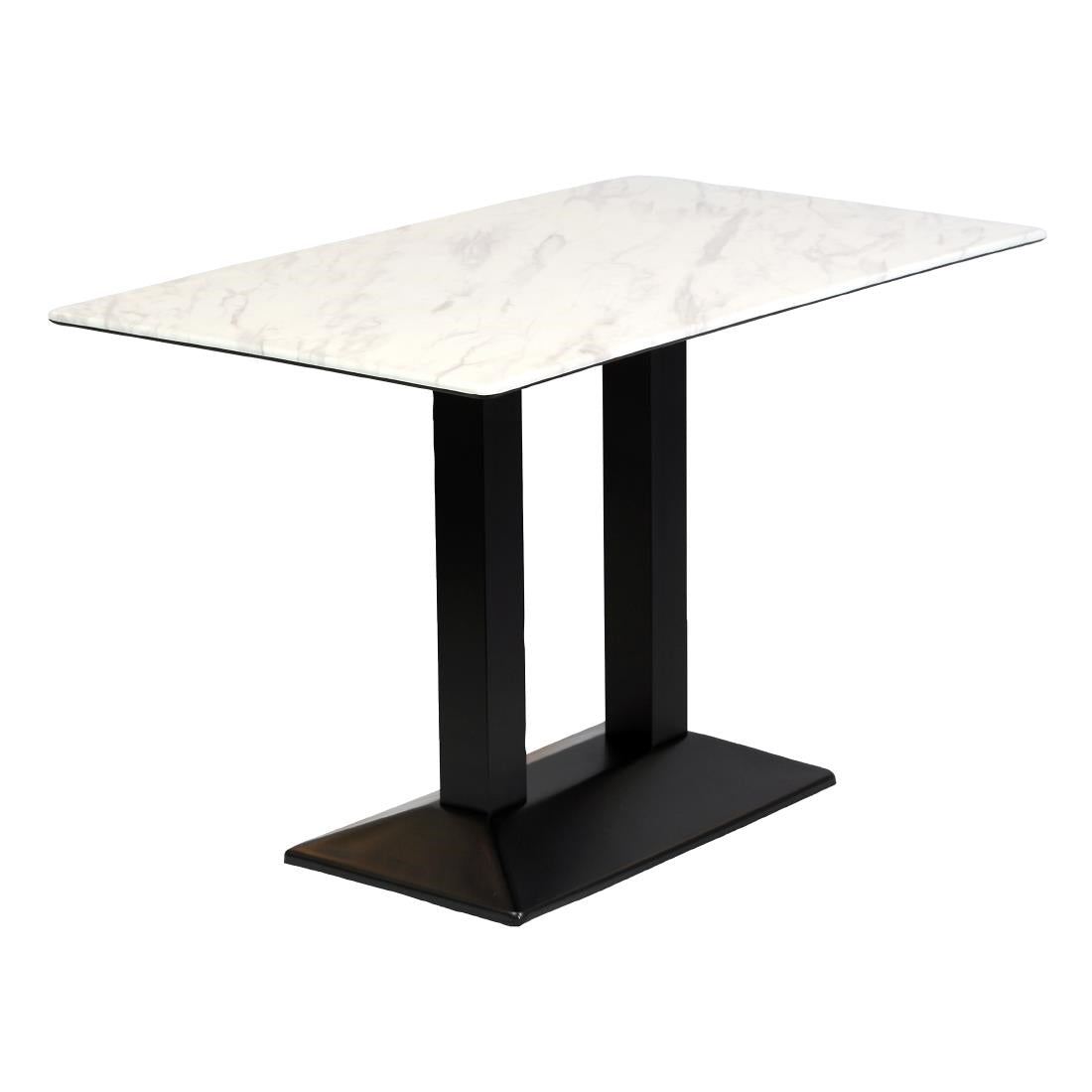 Turin Metal Base Rectangle Dining Table with Laminate Top in Marble - CZ822 Steel Tables Everyday   
