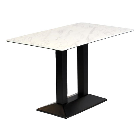 Turin Metal Base Rectangle Dining Table with Laminate Top in Marble - CZ822 Steel Tables Everyday   
