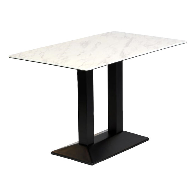 Turin Metal Base Rectangle Dining Table with Laminate Top in Marble - CZ822 Steel Tables Everyday   