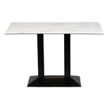 Turin Metal Base Rectangle Dining Table with Laminate Top in Marble - CZ822 Steel Tables Everyday   