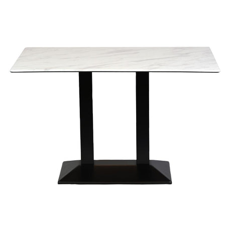 Turin Metal Base Rectangle Dining Table with Laminate Top in Marble - CZ822 Steel Tables Everyday   