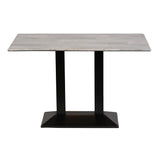 Turin Metal Base Rectangle Dining Table with Laminate Top in Concrete - CZ823 Steel Tables Everyday   