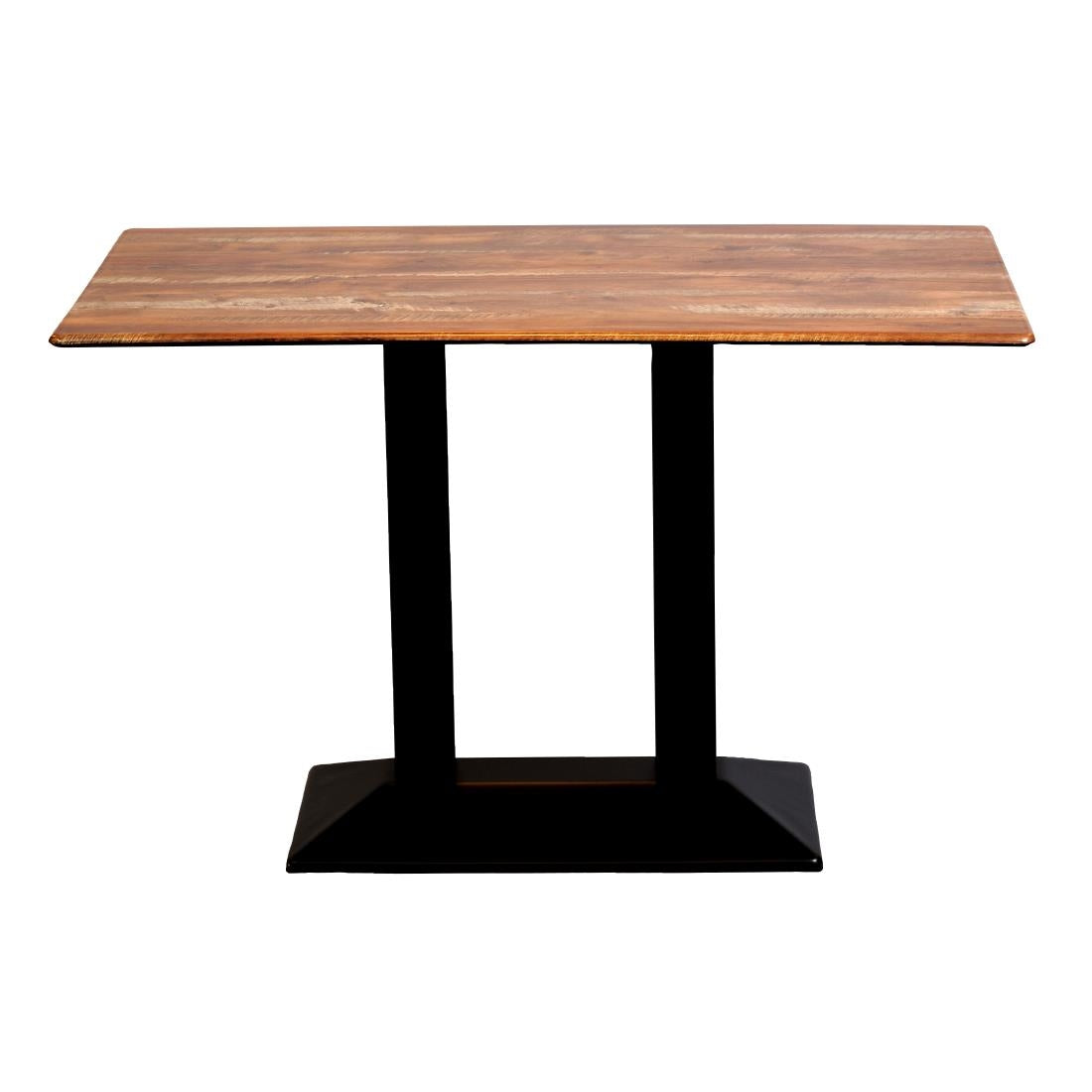 Turin Metal Base Rectangle Dining Table with Laminate Top in Planked Oak - CZ824 Steel Tables Everyday   