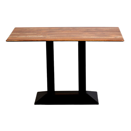 Turin Metal Base Rectangle Dining Table with Laminate Top in Planked Oak - CZ824 Steel Tables Everyday   