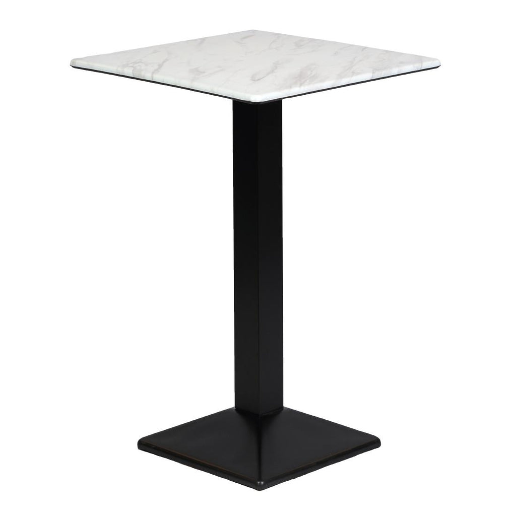 Turin Metal Base 600mm Square Poseur Table with Laminate Top in Marble - CZ826 Steel Tables Everyday   