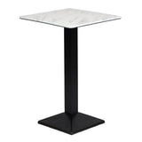 Turin Metal Base 600mm Square Poseur Table with Laminate Top in Marble - CZ826 Steel Tables Everyday   