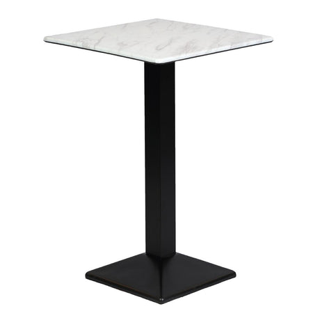 Turin Metal Base 600mm Square Poseur Table with Laminate Top in Marble - CZ826 Steel Tables Everyday   