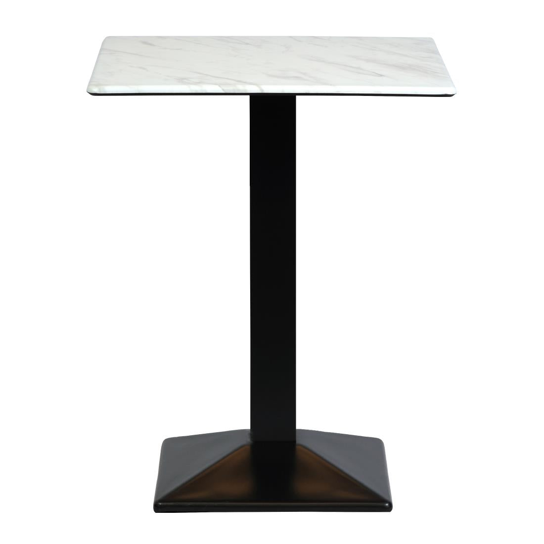 Turin Metal Base 600mm Square Poseur Table with Laminate Top in Marble - CZ826 Steel Tables Everyday   