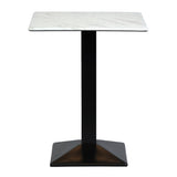 Turin Metal Base 600mm Square Poseur Table with Laminate Top in Marble - CZ826 Steel Tables Everyday   