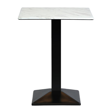 Turin Metal Base 600mm Square Poseur Table with Laminate Top in Marble - CZ826 Steel Tables Everyday   