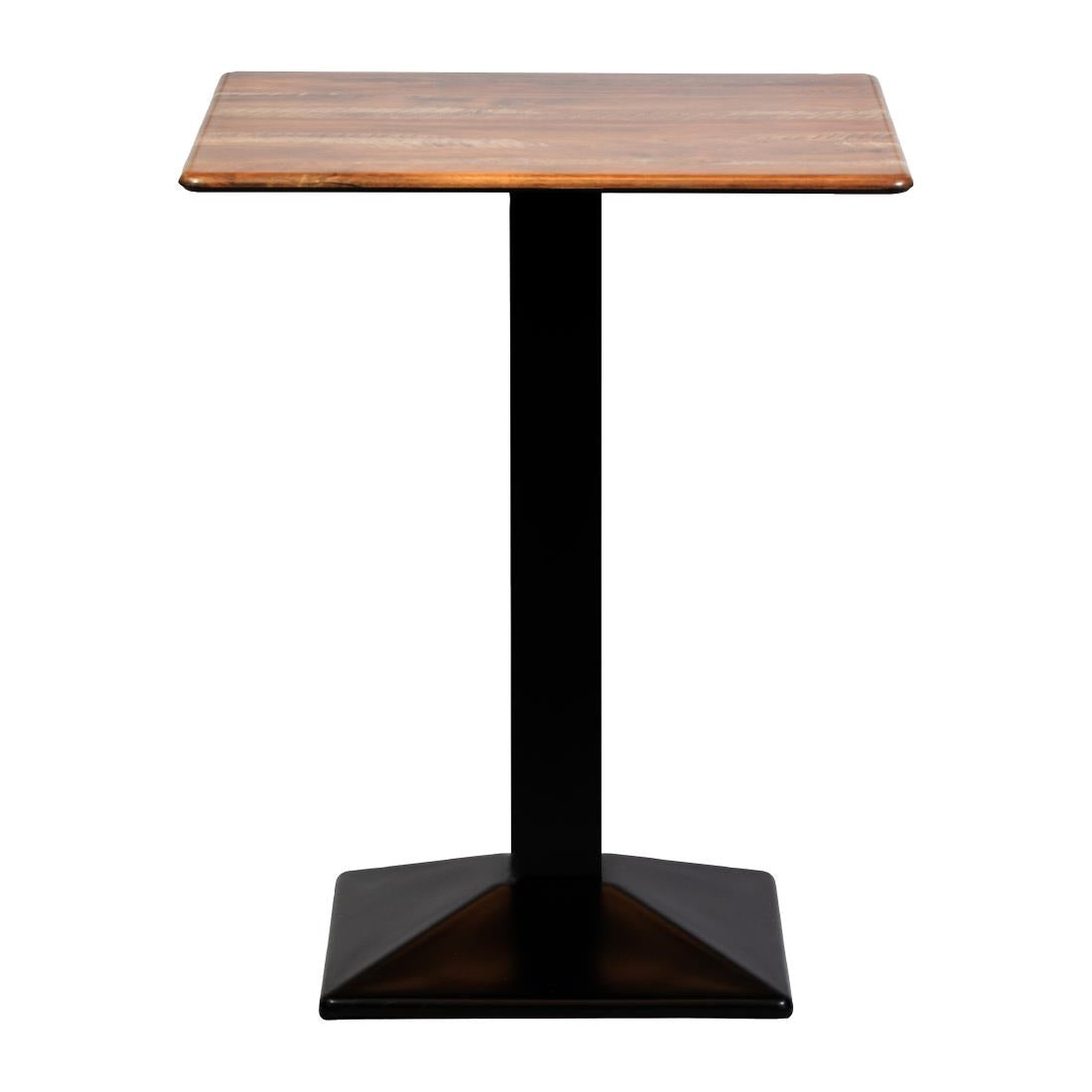 Turin Metal Base 600mm Square Poseur Table w/Laminate Top in Planked Oak - CZ828 Steel Tables Everyday   