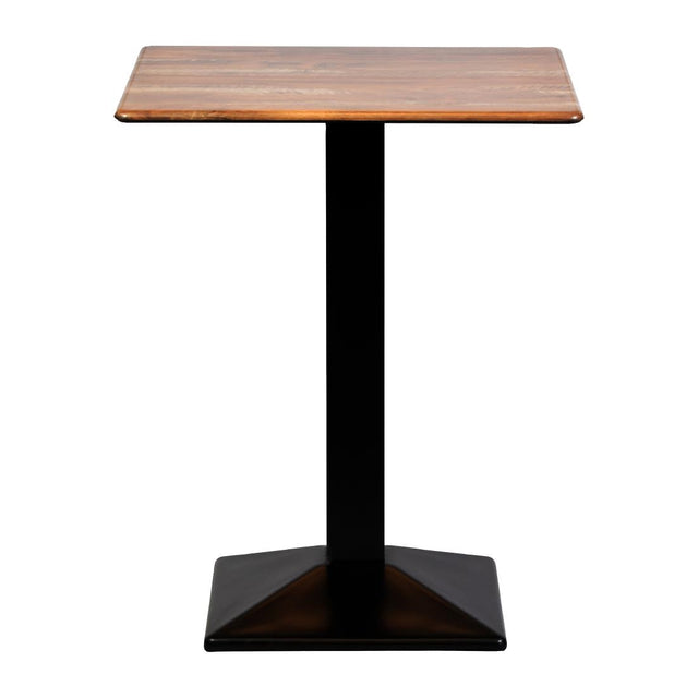 Turin Metal Base 600mm Square Poseur Table w/Laminate Top in Planked Oak - CZ828 Steel Tables Everyday   