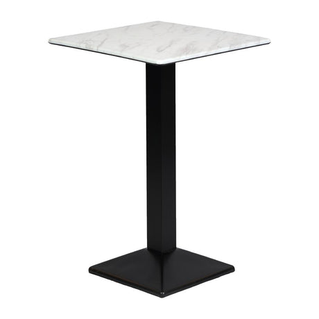 Turin Metal Base 700mm Square Poseur Table with Laminate Top in Marble - CZ830 Steel Tables Everyday   