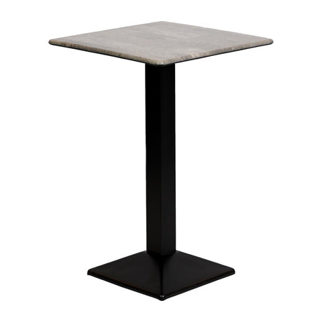 Turin Metal Base 700mm Square Poseur Table with Laminate Top in Concrete - CZ831 Steel Tables Everyday   