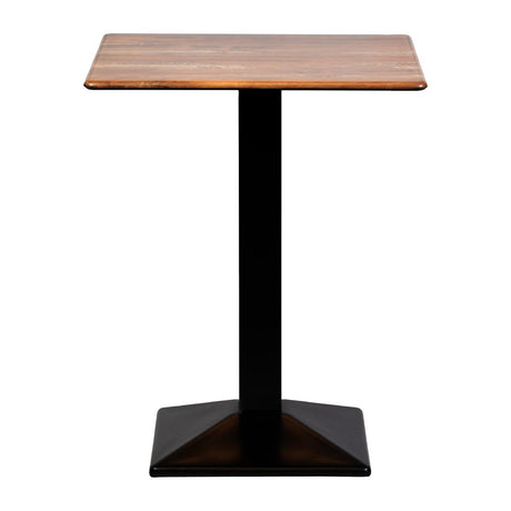 Turin Metal Base 700mm Square Poseur Table w/Laminate Top in Planked Oak - CZ832 Steel Tables Everyday   