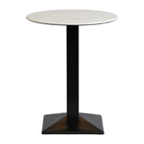 Turin Metal Base 600mm Round Poseur Table with Laminate Top in Marble - CZ834 Steel Tables Everyday   