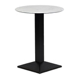 Turin Metal Base 600mm Round Poseur Table with Laminate Top in Marble - CZ834 Steel Tables Everyday   