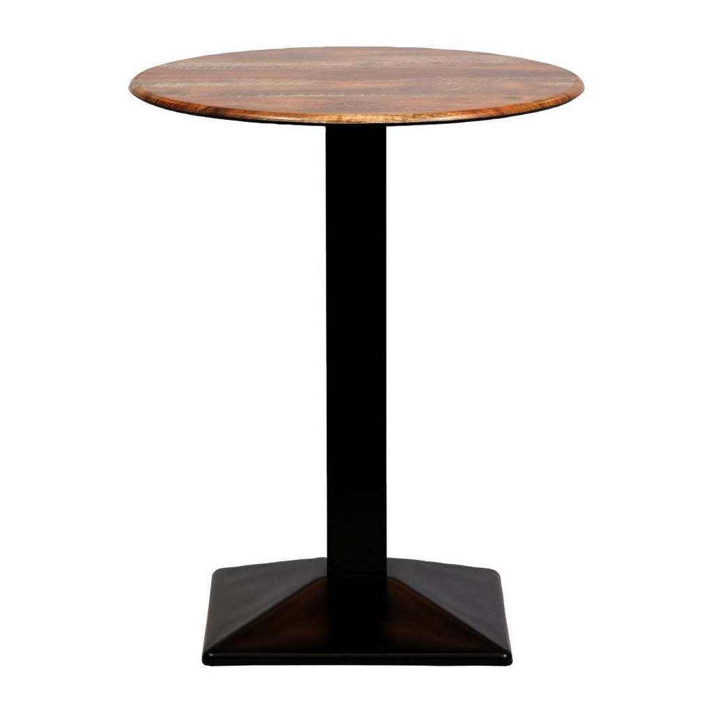 Turin Metal Base 600mm Round Poseur Table w/Laminate Top in Planked Oak - CZ836 Steel Tables Everyday   