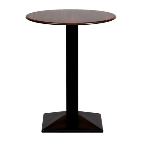Turin Metal Base 600mm Round Poseur Table with Laminate Top in Walnut - CZ837 Steel Tables Everyday   