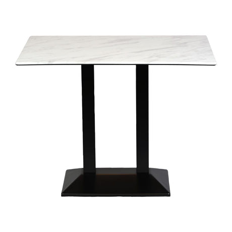Turin Metal Base Rectangle Poseur Table with Laminate Top in Marble - CZ838 Steel Tables Everyday   