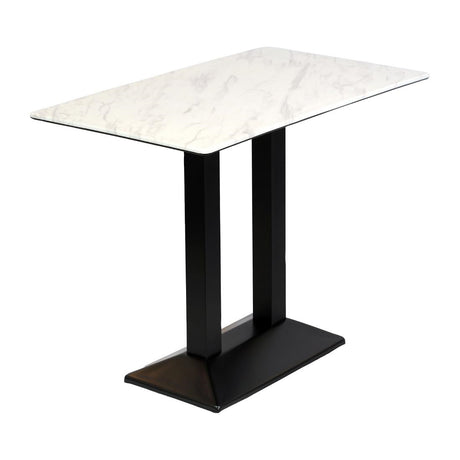 Turin Metal Base Rectangle Poseur Table with Laminate Top in Marble - CZ838 Steel Tables Everyday   