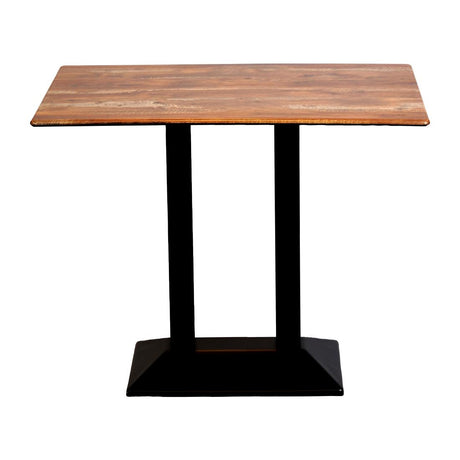 Turin Metal Base Rectangle Poseur Table with Laminate Top in Planked Oak - CZ840 Steel Tables Everyday   