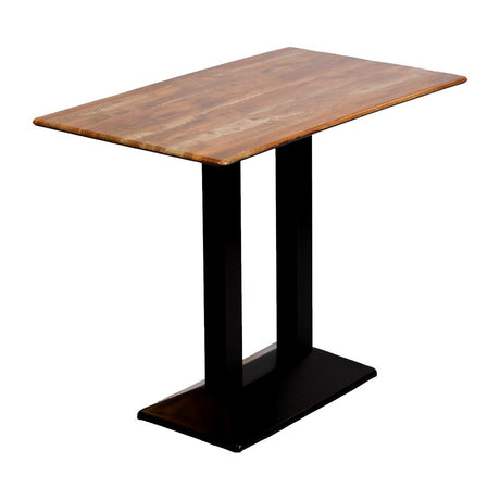 Turin Metal Base Rectangle Poseur Table with Laminate Top in Planked Oak - CZ840 Steel Tables Everyday   