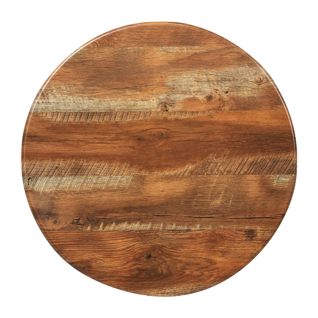 Round Laminate Table Top Planked Oak 600mm - CZ844 Wood Effect Table Tops Everyday   