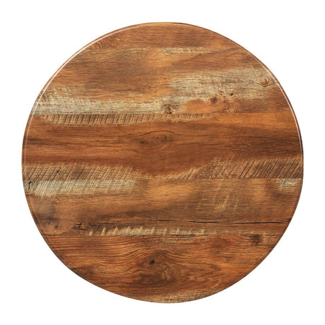 Round Laminate Table Top Planked Oak 600mm - CZ844 Wood Effect Table Tops Everyday   