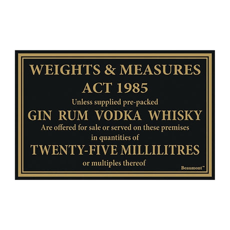 Beaumont Whisky Gin Vodka Rum Law Sign 170x110mm - CZ913  Beaumont   