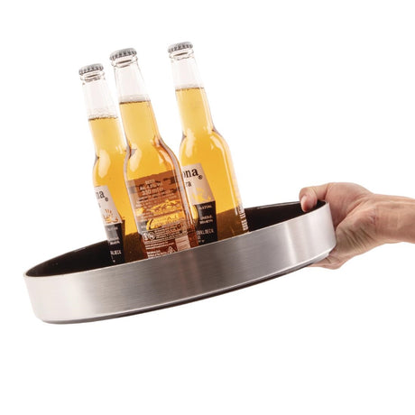 Beaumont Aluminium Round Non-Slip Drinks Tray 330mm - D857  Beaumont   