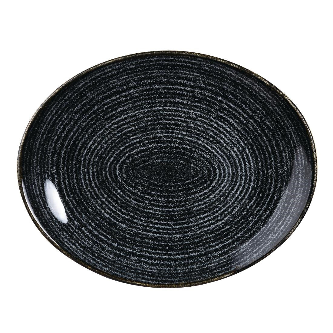 Churchill Studio Prints Homespun Charcoal Black Oval Coupe Plate 317 x 255mm - DA266 Plates Churchill