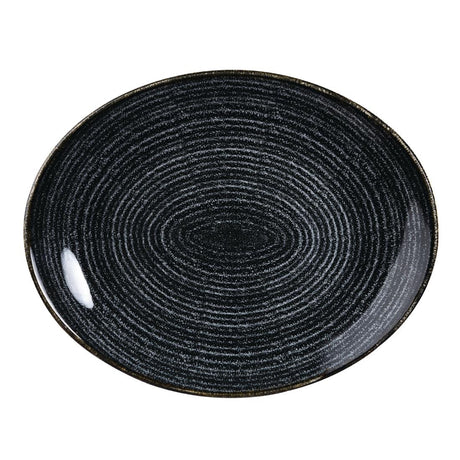 Churchill Studio Prints Homespun Charcoal Black Oval Coupe Plate 317 x 255mm - DA266 Plates Churchill