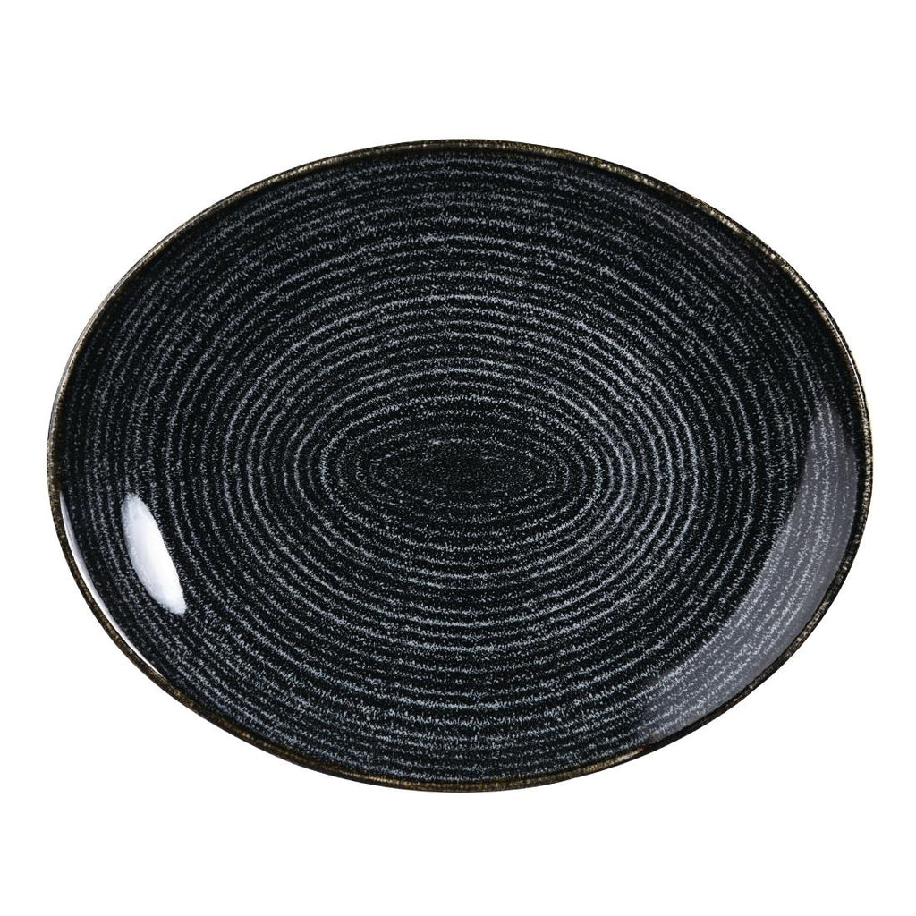 Churchill Studio Prints Homespun Charcoal Black Large Oval Coupe Plate 270 x 299mm - DA267 Plates Churchill