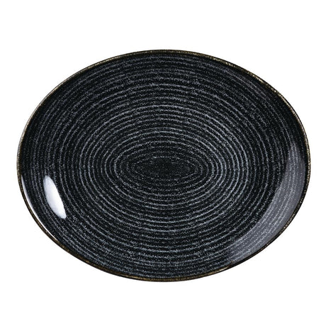 Churchill Studio Prints Homespun Charcoal Black Large Oval Coupe Plate 270 x 299mm - DA267 Plates Churchill