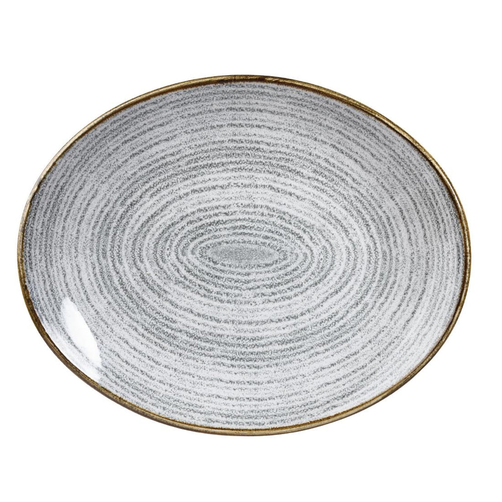 Churchill Studio Prints Homespun Stone Grey Oval Coupe Plate 270 x 229mm - DA275 Plates Churchill