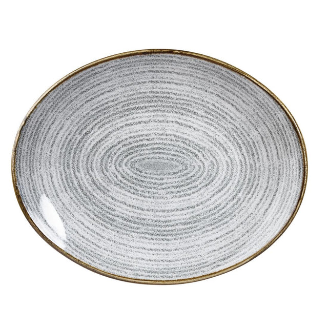 Churchill Studio Prints Homespun Stone Grey Oval Coupe Plate 270 x 229mm - DA275 Plates Churchill